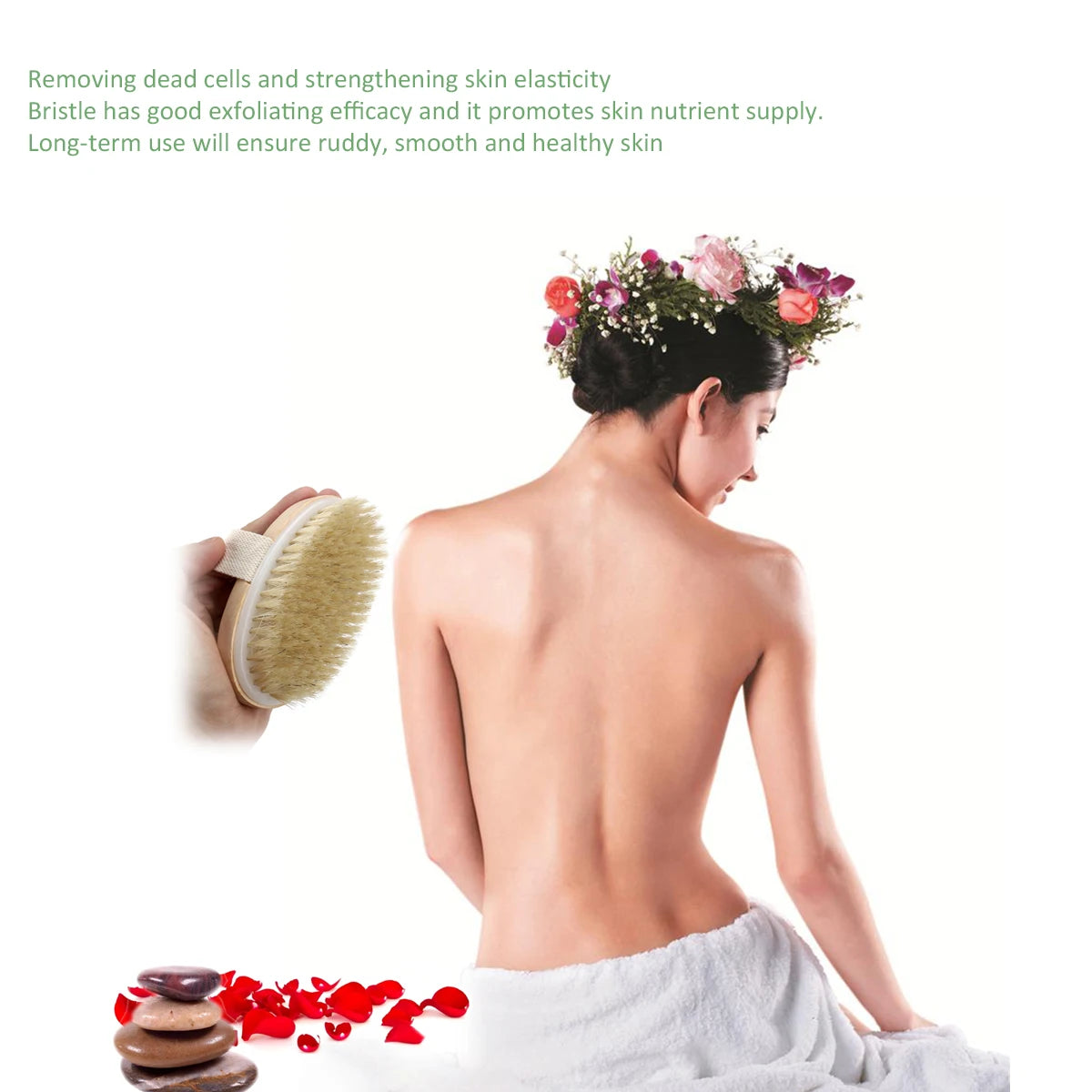 Soft Natural Bristle Dry Skin Body Brush